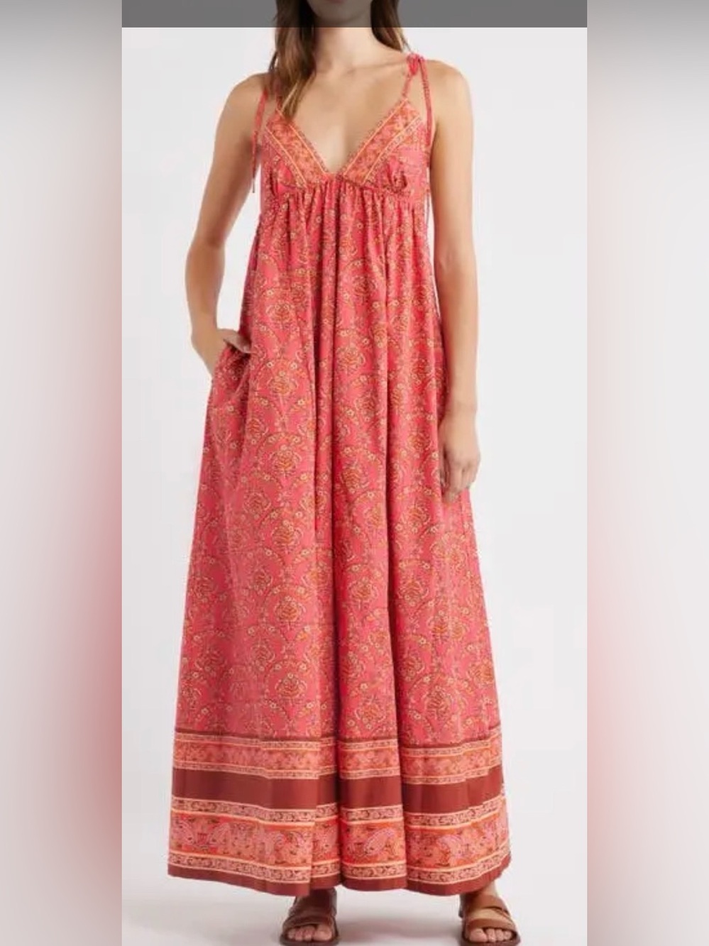 Free People Sorrento Stroll Print Maxi Dress. NWT. Tart Berry